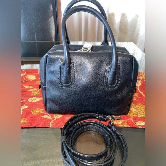 AUTHENTIC MCM BLACK LEATHER MINI BOSTON CROSSBODY HANDBAG - SILVER HARDWARE - Picture 10 of 17